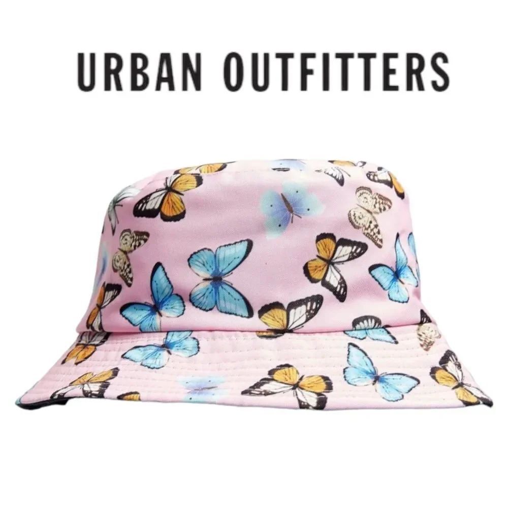 NEW Urban Outfitters UO Fly Away Pink Butterfly Bucket Cap Hat